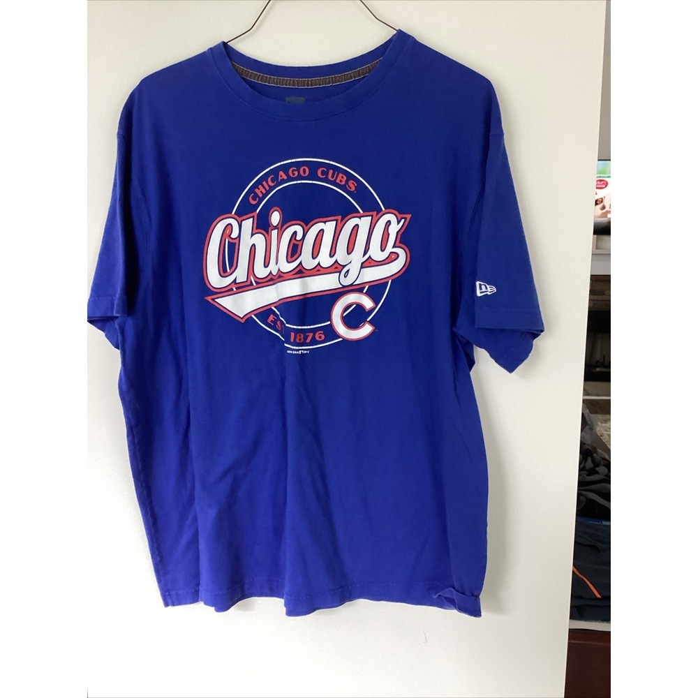 Chicago Cubs New Era Men's Blue Short Sleeve T Shirt MLB Baseball Size US XXL